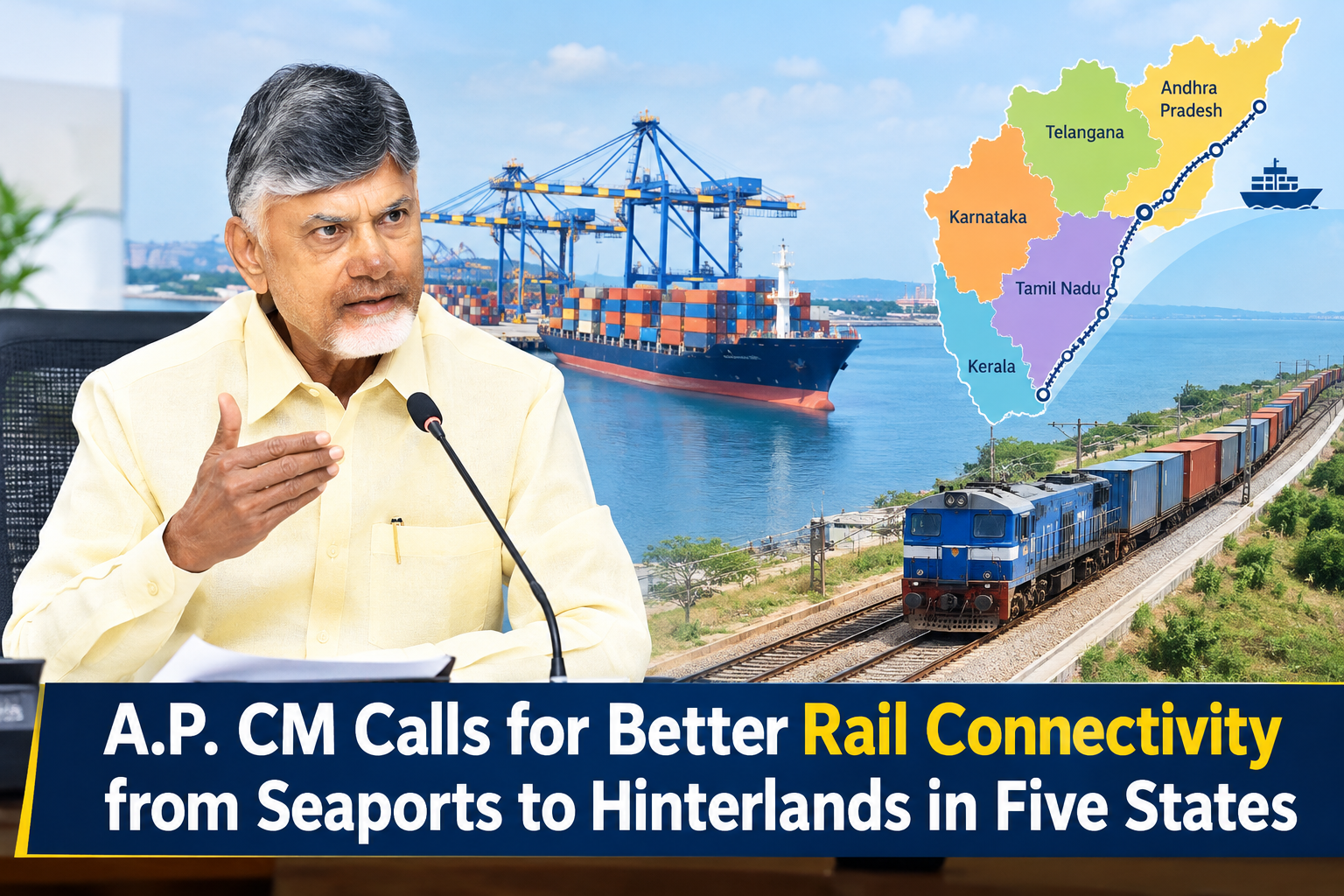 A.P. CM Calls for Better Rail Connectivity from Seaports to Hinterlands in Five States